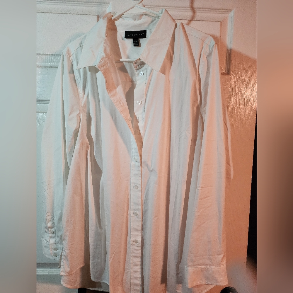 Solid White Button-Up Blouse - image 2